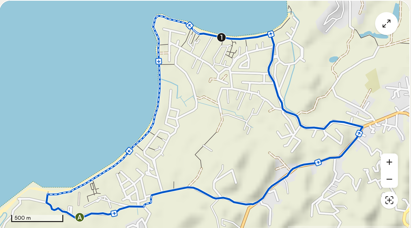 Mapa de la ruta larga de running a Playa Bonita, 8,79 km