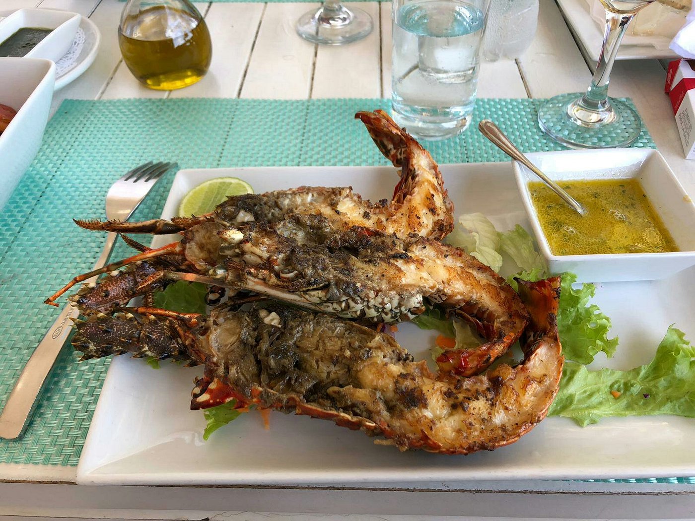 Langosta a la parrilla en La Terrasse, Las Terrenas